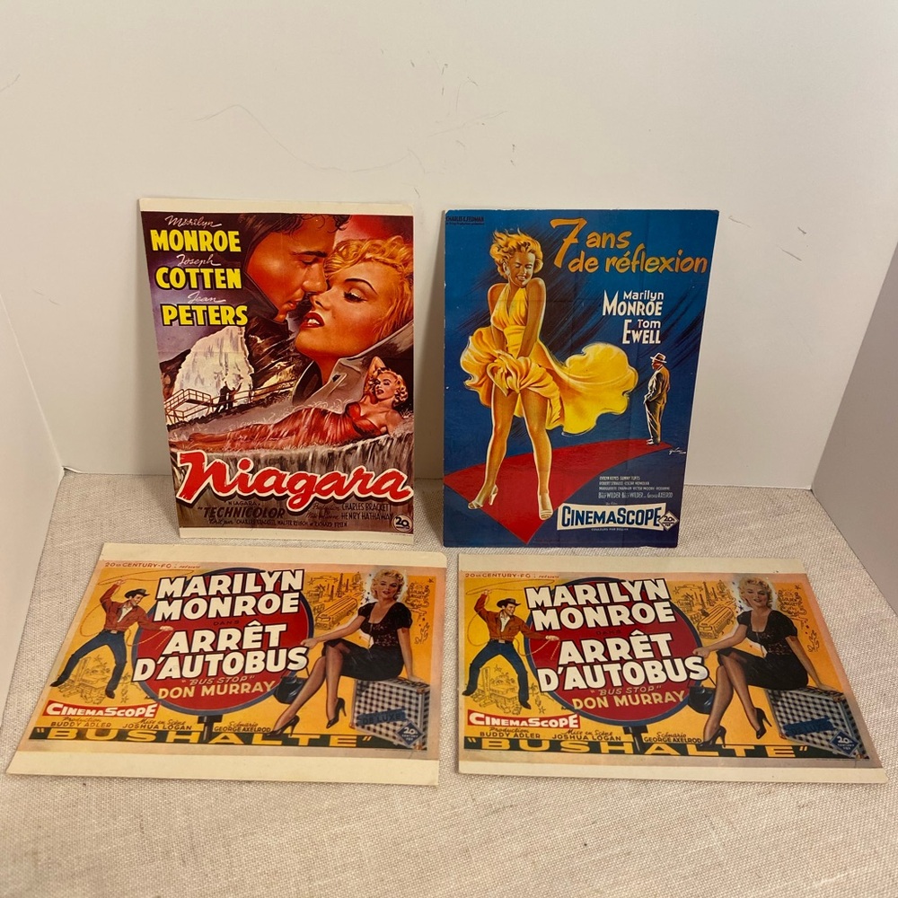 Vintage Marilyn Monroe movie poster postcard in French 4 prints made in France